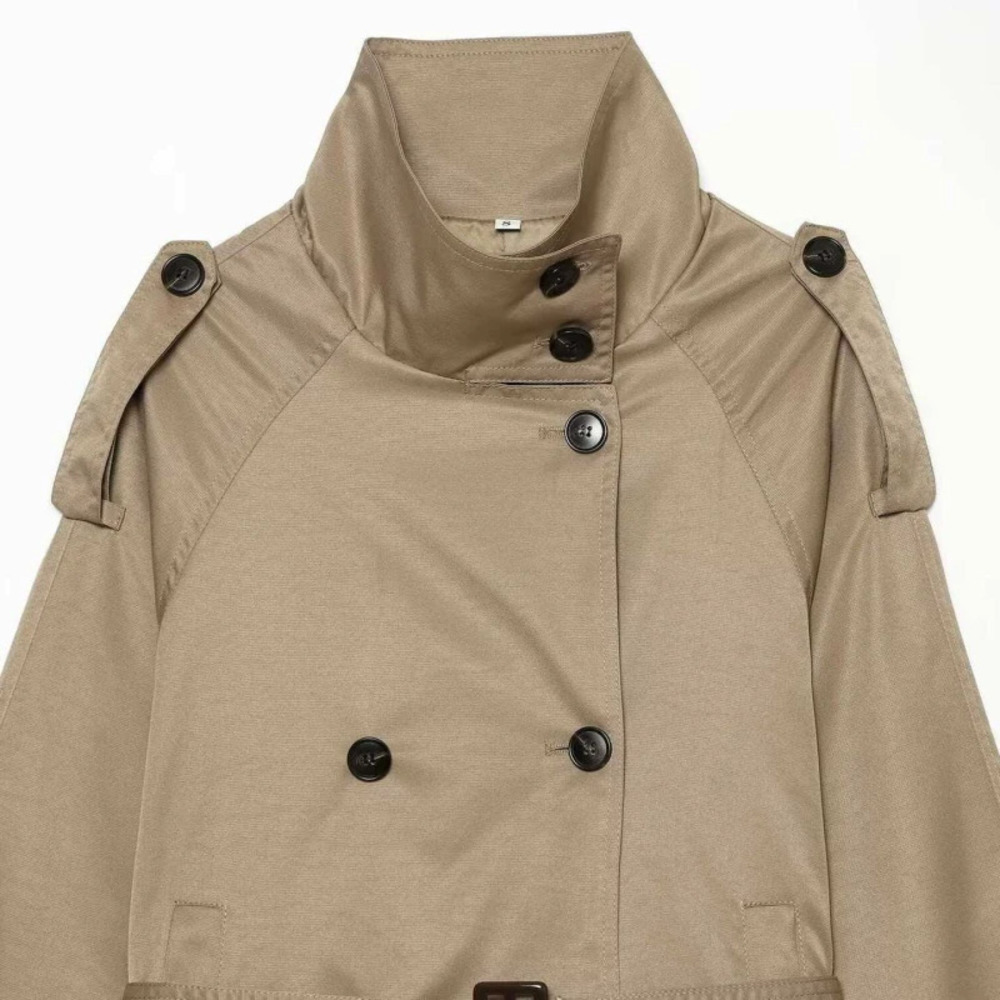 ZARA Fall Chic Versatile Khaki Short Trench Coat